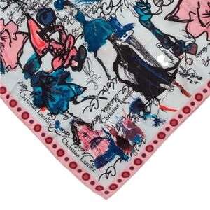 Christian Lacroix Artistic Print Scarf in Blue and Pink